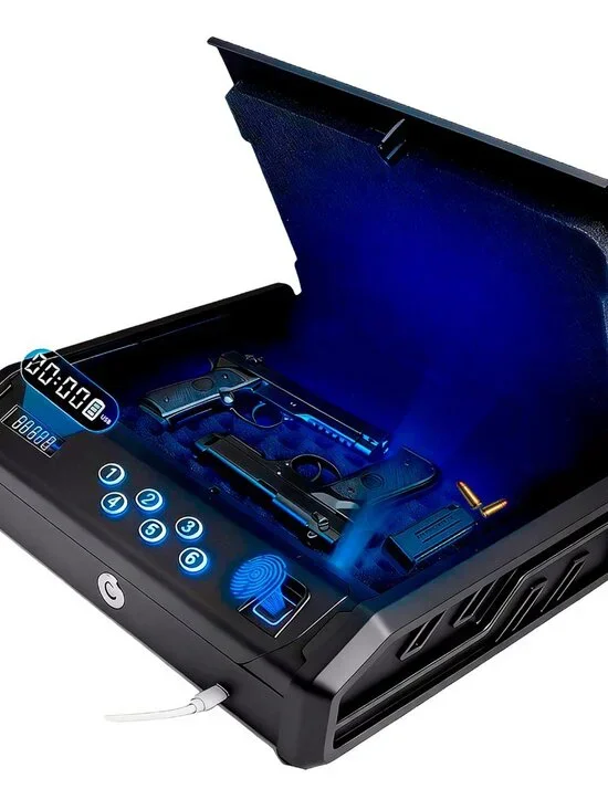 Gun Safe with 3 Unlock Ways - Fingerprint/Digital PIN/Key, Quick Access, LCD