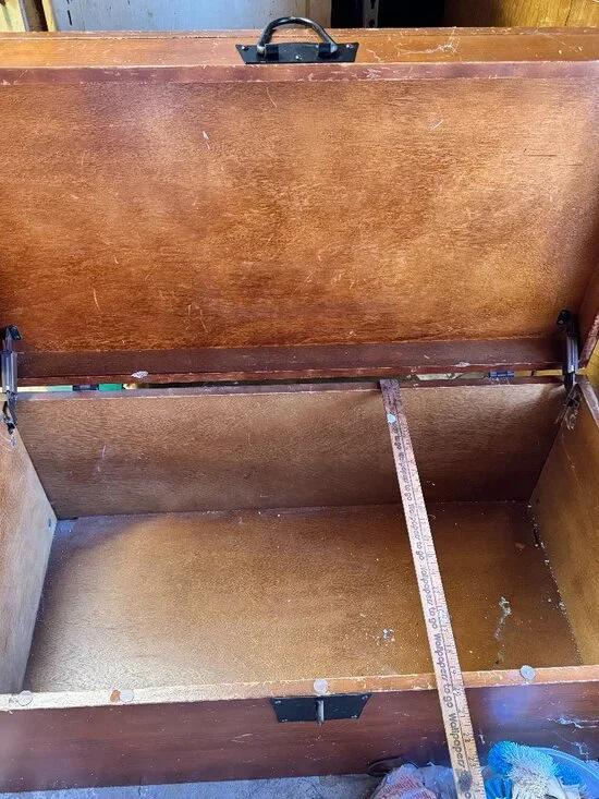 Antique wooden storage trunk