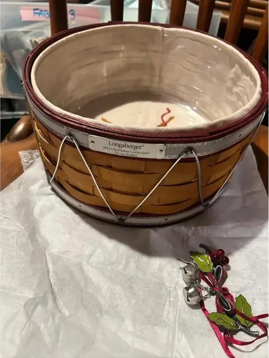 Longaberger Drum Basket set large Christmas
