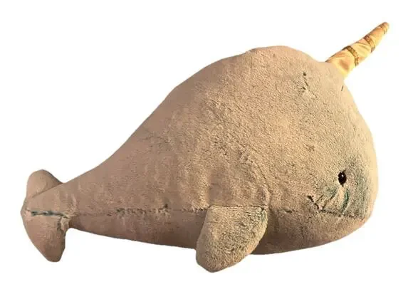 GUND Narwhal Plush Stuffed Animal 18 Inch Gray Blue Gold Horn Soft Huggable