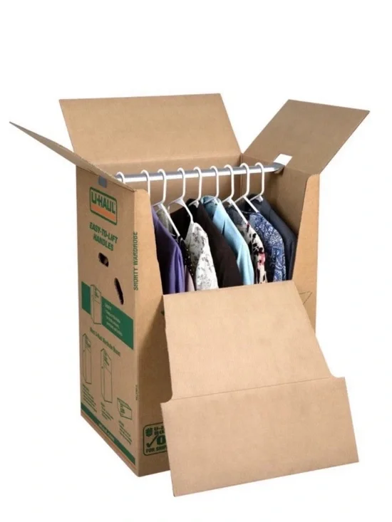 U-Haul Wardrobe Moving Box with Hanging Bar - Brown