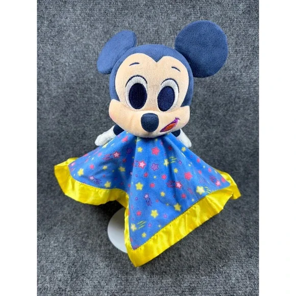 Disney Mickey Mouse Baby Security Blanket Lovey Blue Yellow Stars Just Play 12