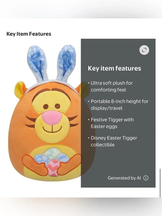 Disney Tigger Plush with Blue Bunny Ears - Orange, Yellow, Pink