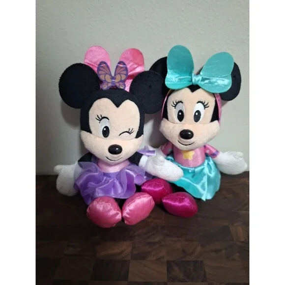 Minnie Mouse Small Plush Lot of 2 Butterfly Ballerina & Star 9” Just Play
