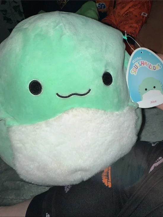Squishmallows Mint Green & White Abe Plush Cute Face
