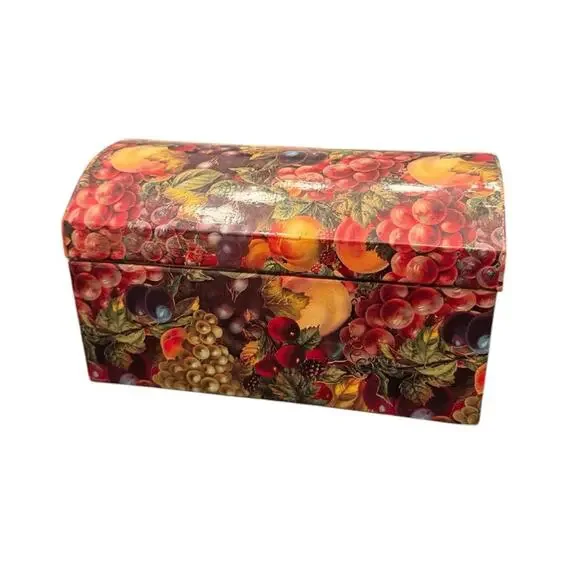 Vintage Fruit Motif Cardboard Jewelry Box Storage Box with Mirror