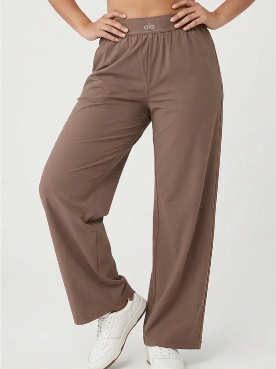ALO Yoga Women's Wide Leg Lounge Pants - Tan Color