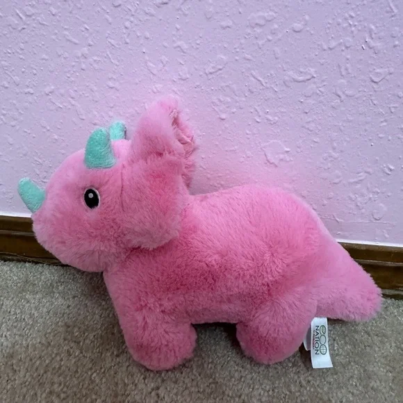 Aurora World Eco Nation Pink Triceratops Dinosaur Soft Plush Stuffed Animal Toy