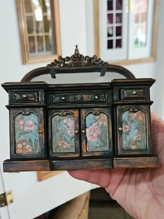 Dollhouse Miniature Sideboard One of a Kind Walnut Construction Hand Painted