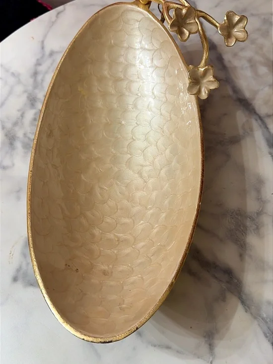 Large Gold Decorative Oval Serving Tray - Elegant Home Accent