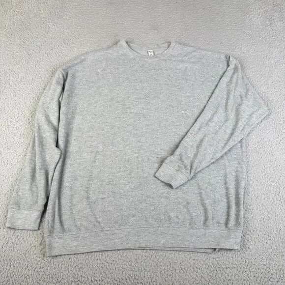 ALO YOGA Sweatshirt Womens Medium Gray Pullover Crew Athleisure Sweater Fuzzy