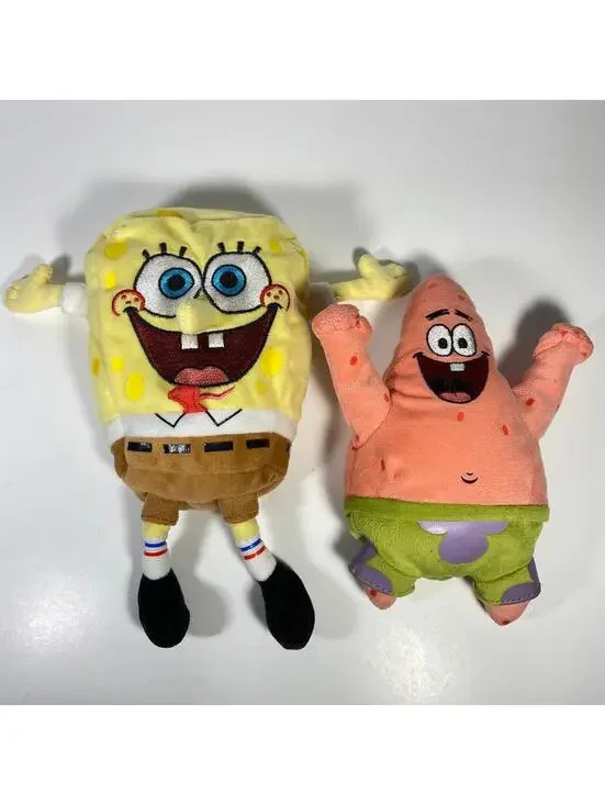 7-8” 2012 Ty Beanie Babies Nickelodeon SpongeBob SquarePants & Patrick Plush