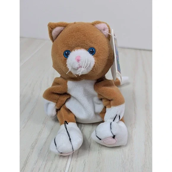 GMA Access Floppy Friends Kaly Cat Brown-Orange White Plush Bean Bag blue eyes