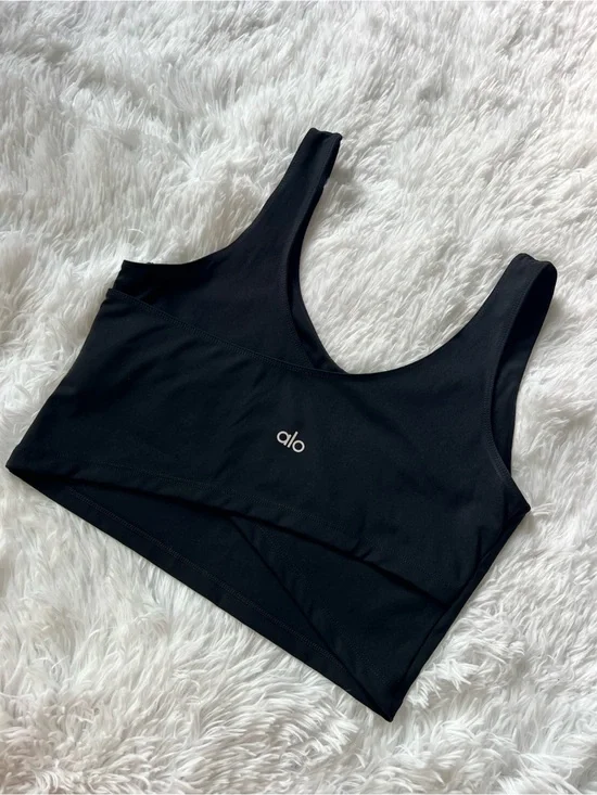 Alo Yoga Black Scoop Sports Bra Top Size L