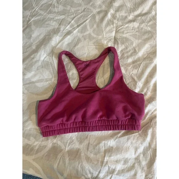 Alo Yoga Accolade Sweatshirt Bra Pink Racerback Sports Bra Large