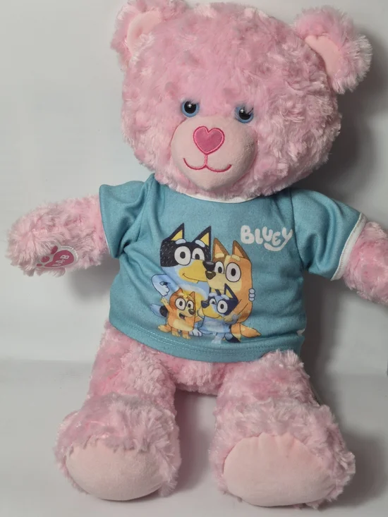 Build-A-Bear Pink Cuddles Teddy In BLUEY CLOTHS