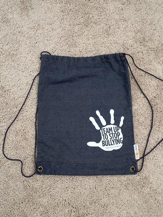 Drawstring Cloth Backpack Color Blue With Pocket inside with zipper
