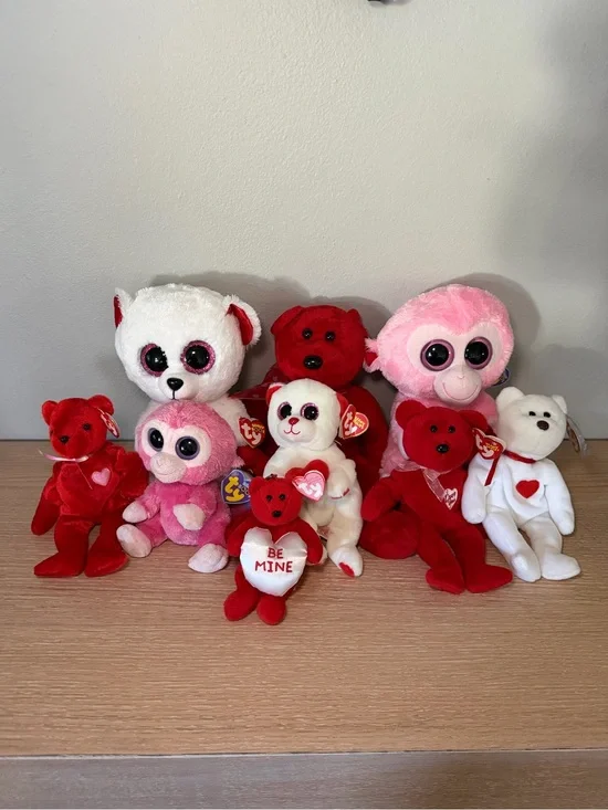 Valentine's Day Beanie Babies and Ty plushies 10 stuffed animals