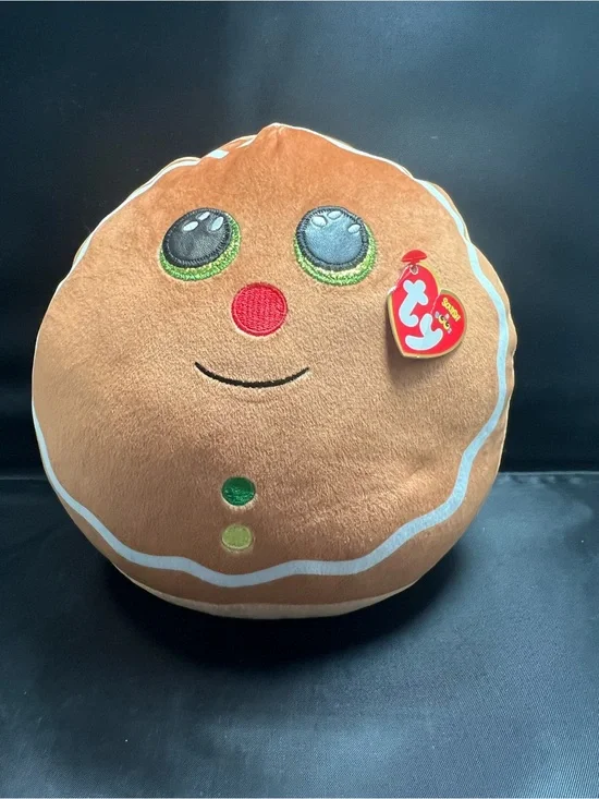 TY Squish-A-Boos Cookie Gingerbread Man Christmas Plush Pillow Soft Holiday Toy