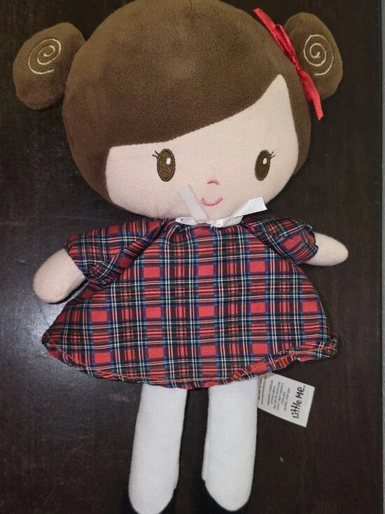 Little Me Red Plaid Soft Doll with Brown Hair