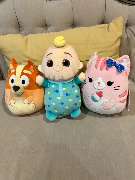 Squishmallows Blue, Pink & Orange Plush Character Trio