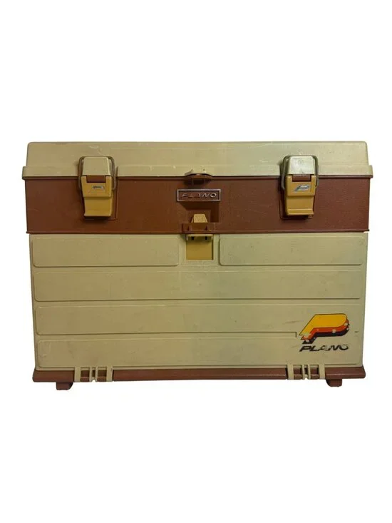 Vintage Plano 757 Tackle Box Multi-Tiered Brown & Beige USA-Made