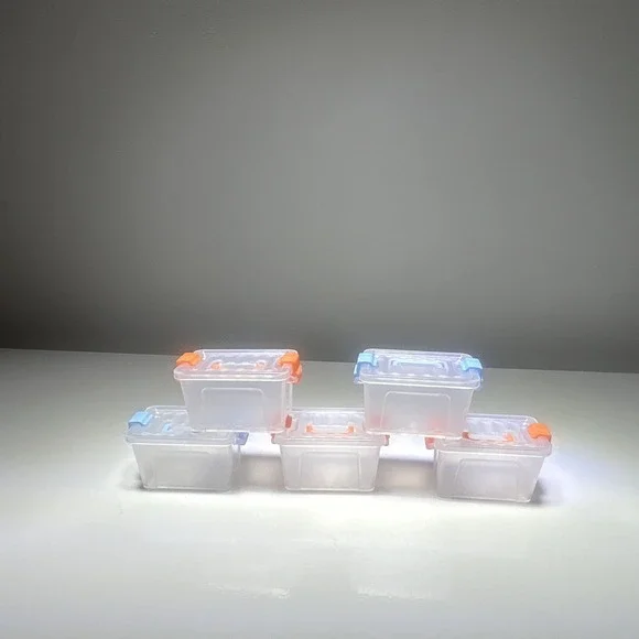 Miniature Plastic Storage Bins with Latching Lids Set of 5 Clear Kids Toy org