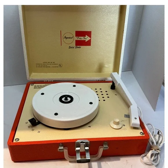 Vintage Imperial 45 RPM Record Case Orange Cream Hardshell Carrying‎ Box Retro