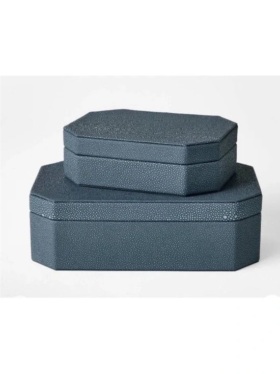 Faux Shagreen Storage Decor Box Set Blue - Threshold Studio McGee SMALL