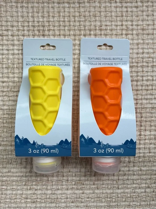 Set of 2 Textured Travel Bottles — Yellow & Orange
