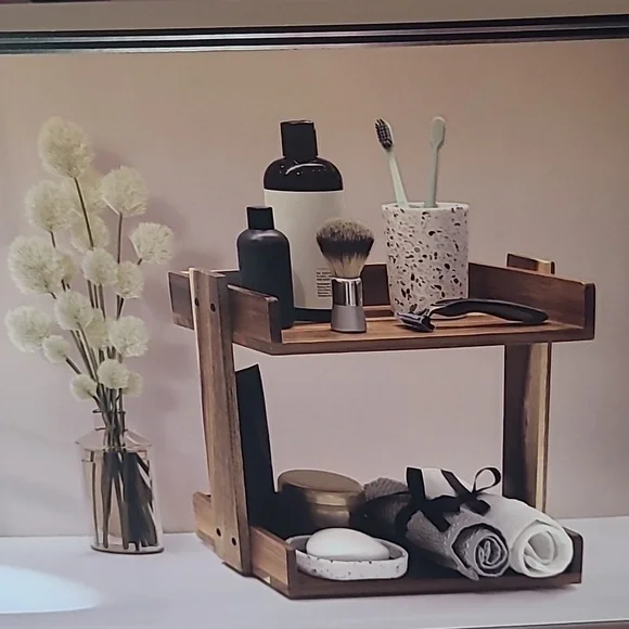 2 Tier Solid Wood Organizer