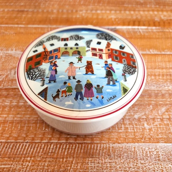 Villeroy & Boch Naif CHRISTMAS SNOW LAPLAU Scene Porcelain Trinket Box 5