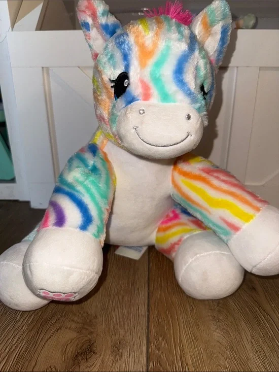 Plush Rainbow Striped Unicorn Stuffed Animal - Kids Toy