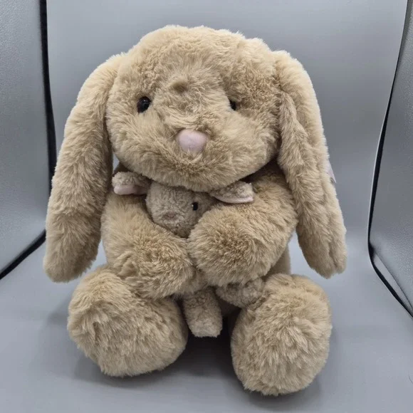 Walmart Bunny Mama Holding Baby Soft Cuddly‎ Plush 16