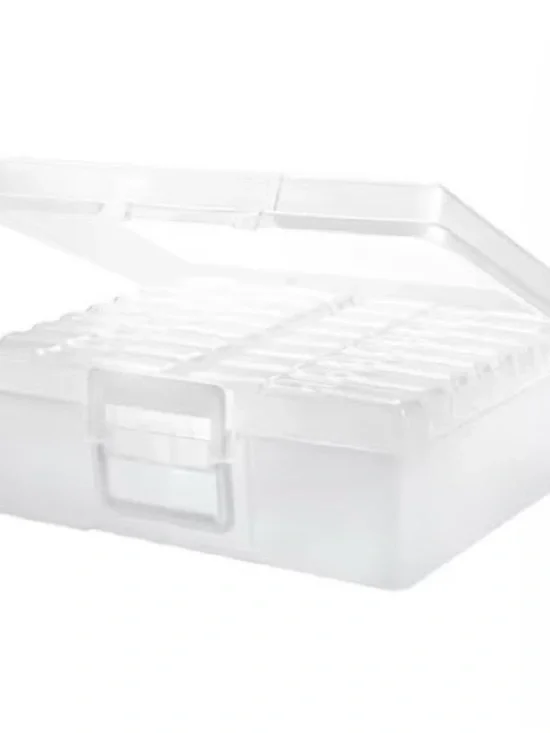 Clear Plastic Compartment Storage Box - White