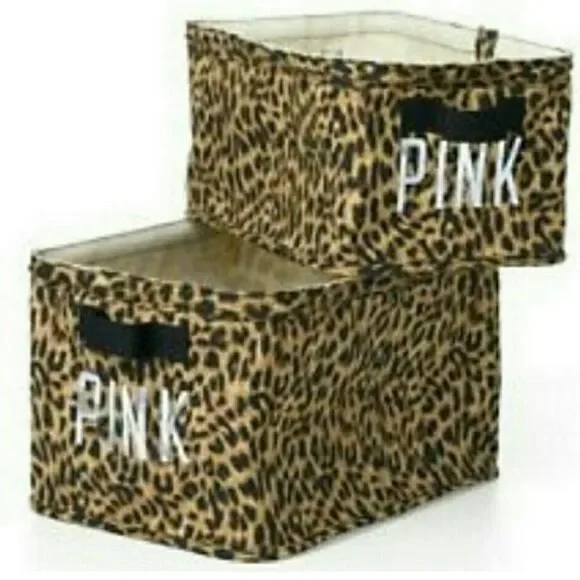 PINK VS CHEETAH STORAGE BINS SETS OF 2