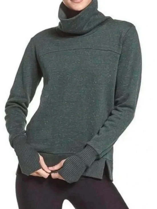 EUC Alo Yoga Haze Funnel Neck Sweatshirt Hunter Heather Small