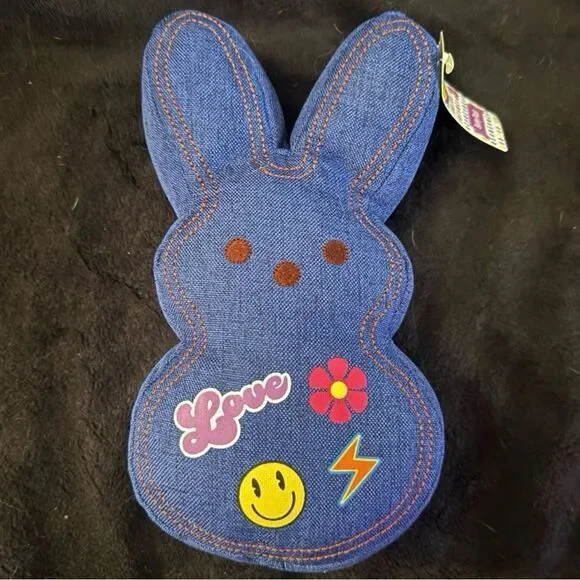 New Dark Blue Denim Retro Bunny Peep Plush