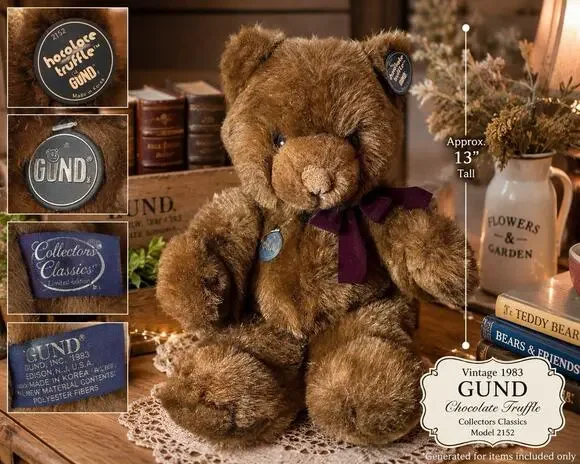 Vintage 1983 GUND Chocolate Truffle Teddy Bear 2152 Collectors Classics 13”