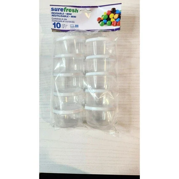 Sure Fresh Reusable Mini Containers with Lids-10 Pack (2.3 fl oz)BPA FreeStorage
