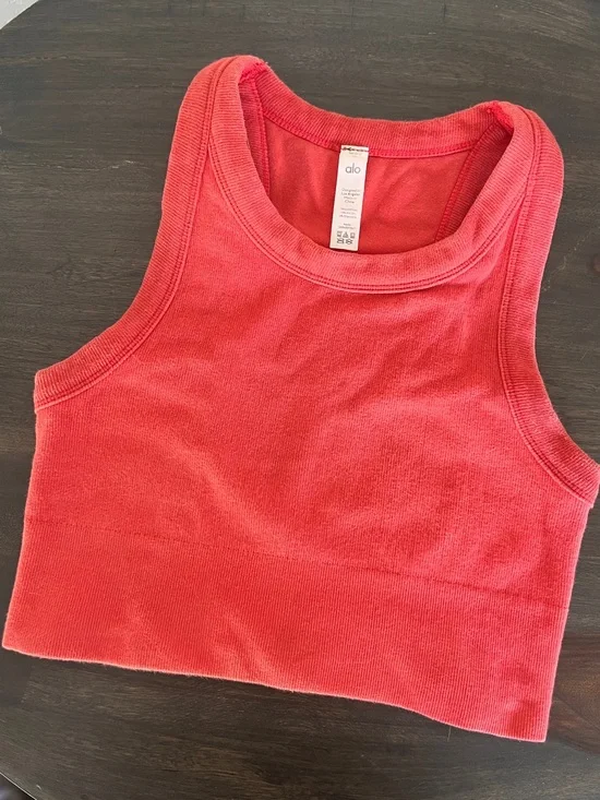 Alo Seamless Delight High Neck Bra in Red