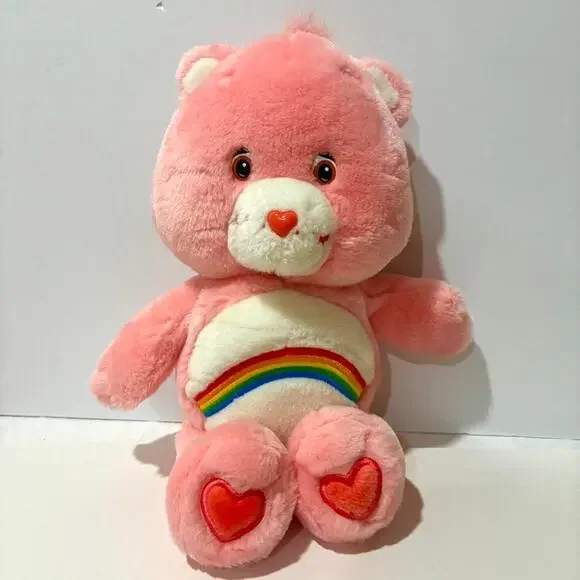Care Bears Cheer Bear Plush 2002 Stuffed Animal Pink Rainbow