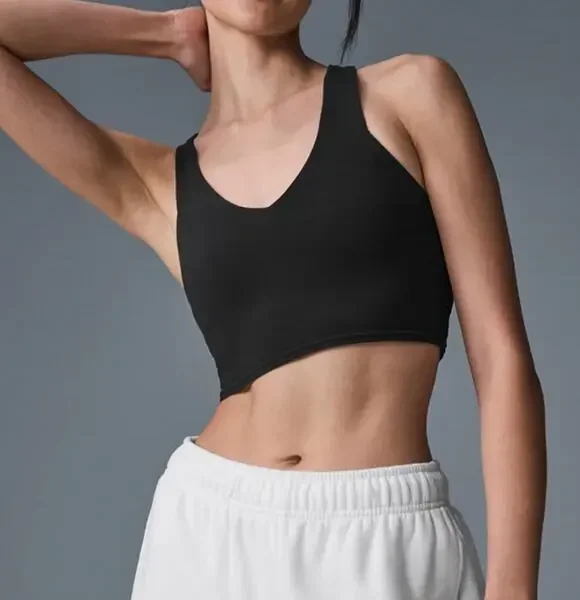 Alo Yoga Airbrush Real V-Neck Bra Tank Top Black Small