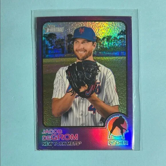 2022 Topps Heritage Purple chrome Jacob deGrom NY Mets,Baseball Card #250