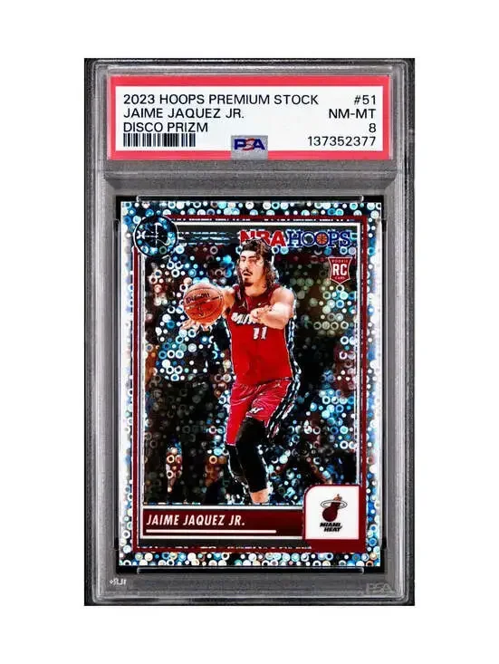 Jaime Jaquez Jr. 2023 Panini Hoops Premium #51 Disco Prizm PSA 8 NM-MT