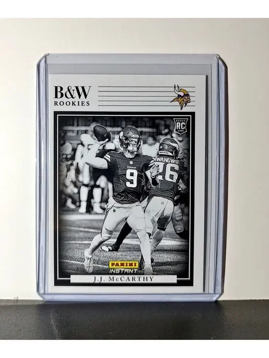 J.J. McCarthy Rookie 2024 Panini NFL #7 Black & White Rookies Vikings 1 of 680