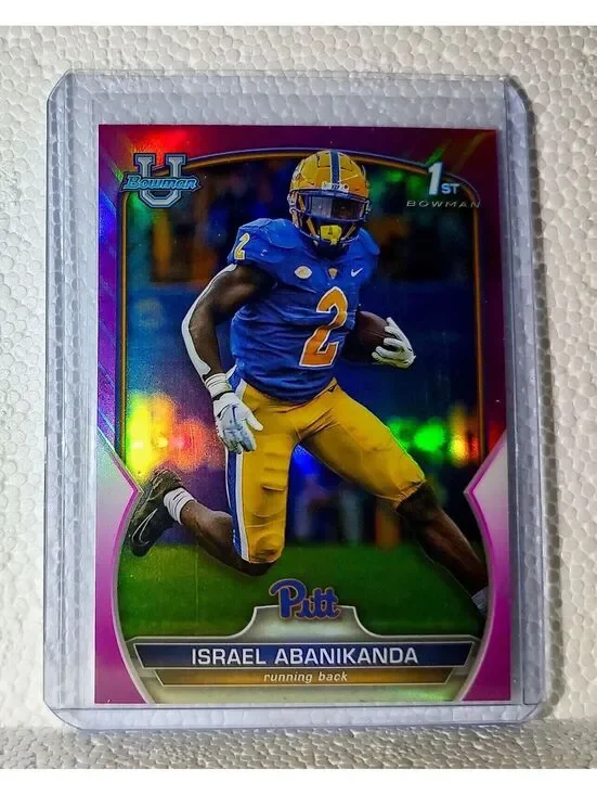 Israel Abanikanda 2022 Topps 1st Bowman U Pink Refractor Football #95 Card Pitt