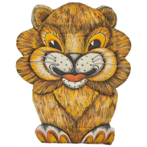 Vintage Richard The Lion Throw Pillow Cut &‎ Sew 1960's Cartoon Big Eyes 15