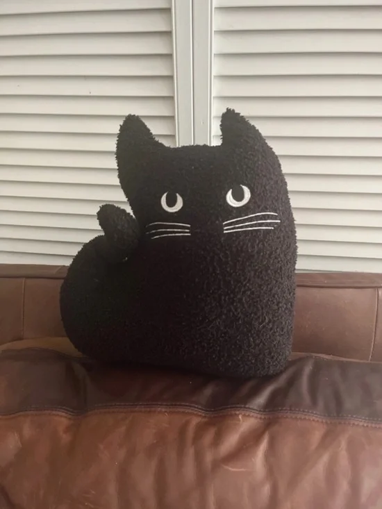 Black Cat Plush Pet Pillow - Soft Decorative Cushion