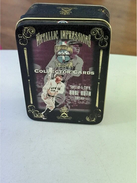 Vtg 1994 Metallic Impressions Babe Ruth 5-Card Set Collector Tin Cooperstown